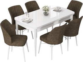 Extendable Dining Table &amp; Chairs Set (7 Pieces) Nef - White, Brown White
Brown
