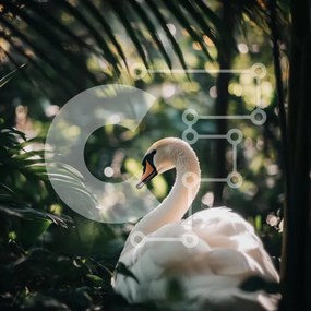 Intra Συλλεκτικό Ξύλινο Παζλ Plywood 4mm - Χαριτωμένος κύκνος στο καταπράσινο τοπίο Σε Ξύλινο Κουτί - Διαστάσεις: 10x10 cm – 25 κομμάτια