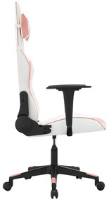 VidaXL Καρέκλα Gaming Λευκό και Ροζ από Συνθετικό Δέρμα