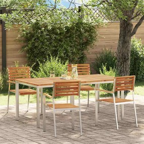 vidaXL ΣετΤραπεζαρίαςΚήπου 5 pcs Καφέ Στερεό Ακακία