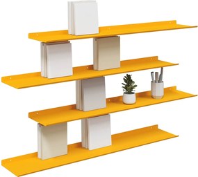 vidaXL Πλωτό ράφι 4 pcs Χαμομηλί κίτρινο 100 x 18 x 2,5 εκ Ατσάλι