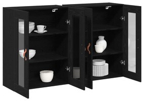 vidaXL Τοίχου Ντουλάπια 2 τεμ Μαύρη Δρυς 69,5x34x90 εκ Συνθετικό Ξύλο