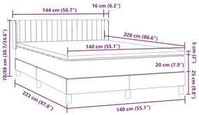 Box Spring κρεβάτι με στρώμα σκούρο μπλε 140x220 cm Βελούδινο - Μπλε