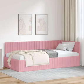 vidaXL Κρεβάτι Γωνίας με κεφαλάρι Ροζ 100 x 200 cm Βελούδο