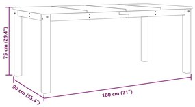 Τραπεζαρία Panama Γκρι 180 x 90 x 75 εκ. από Μασίφ Ξύλο Πεύκου - Γκρι