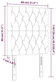 Κεφαλάρι Κρεβατιού LED Μαύρο 80x7x118/128 εκ. Βελούδινο - Μαύρο