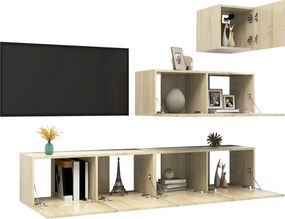 vidaXL Έπιπλα Τηλεόρασης Σετ 4 Τεμαχίων Sonoma Δρυς από Επεξ. Ξύλο