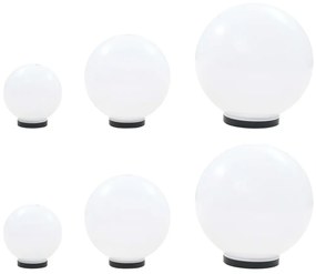 Φωτιστικά Μπάλα LED 6 τεμ Σφαιρικά 20/30/40 εκ. Ακρυλικά (PMMA) - Λευκό