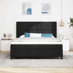 vidaXL LED Κρεβάτι με βάθρο με κεφαλάρι Μαύρο 180 x 200 cm ύφασμα