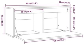 Ντουλάπι Τοίχου Καφέ Μελί 80x30x35 εκ. από Μασίφ Ξύλο Πεύκου - Καφέ