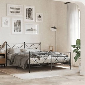 vidaXL Πλαίσιο Κρεβατιού με Κεφαλάρι&amp;Ποδαρικό Μαύρο 150x200εκ. Μέταλλο