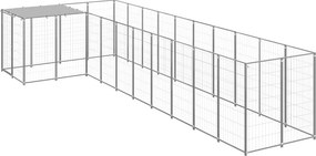 vidaXL Σπιτάκι Σκύλου Ασημί 7,26 μ² Ατσάλινο