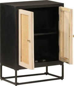 vidaXL Ντουλάπι Μαύρο 55x30x76 εκ. από Μασίφ Ξύλο Μάνγκο και Σίδηρο