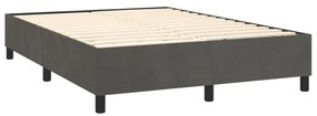 vidaXL Κρεβάτι Boxspring με Στρώμα Σκούρο Γκρι 140x200 εκ. Βελούδινο