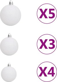 vidaXL Χριστ. Δέντρο Προφωτισμένο Τεχνητό Μπάλες Λευκό 120εκ