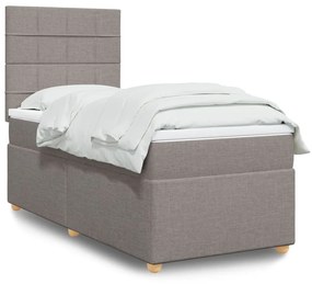 Κρεβάτι Boxspring με Στρώμα Taupe 90x190 εκ.Υφασμάτινο - Μπεζ-Γκρι