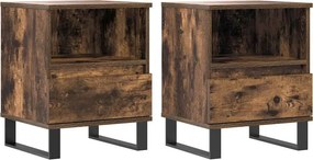 vidaXL Κομοδίνα 2 τεμ. Καπνιστή Δρυς 40 x 35 x 50 εκ. Επεξεργ. Ξύλο