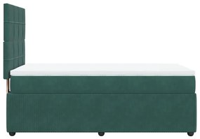 Κρεβάτι Boxspring με Στρώμα Σκούρο Πράσινο 90x200 εκ. Βελούδινο - Πράσινο