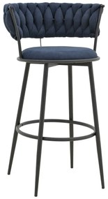 Σκαμπό μπαρ Alkia I pakoworld ύφασμα σε μπλε σκούρο απόχρωση- πόδι μαύρο μέταλλο 50x56x95εκ