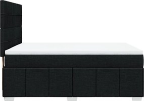 vidaXL Κρεβάτι Boxspring με Στρώμα Μαύρο 140x190 εκ. Υφασμάτινο