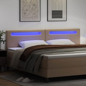 vidaXL LED κεφαλάρι Καπουτσίνο 200 cm Τεχνητό Δέρμα