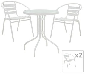 Tade-Watson dining table set of 3 white metal D60x70cm 60x60x70 εκ.