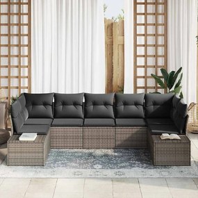 vidaXL Σετ Καναπέ Κήπου με αποθήκευση 7 pcs Γκρι Πολυ ράταν