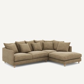 Γωνιακός καναπές-κρεβάτι από βελούδο stonewashed, Lazare