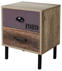 Κομοδίνο Number 09-1472 Με 2 Συρτάρια 40x30xH48cm Sonoma - White - Grey Μελαμίνη,Μέταλλο