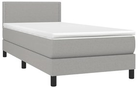 ΚΡΕΒΑΤΙ BOXSPRING ΜΕ ΣΤΡΩΜΑ &amp; LED ΑΝ.ΓΚΡΙ 90X190 ΕΚ. ΥΦΑΣΜΑΤΙΝΟ 3133037