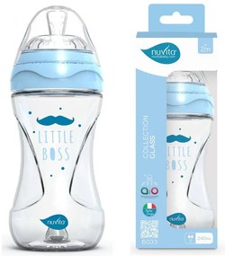 NUVITA ΓΥΑΛΙΝΟ ΜΠΙΜΠΕΡΟ ΜΕ ΘΗΛΗ ΣΙΛΙΚΟΝΗΣ 240ml ΜΠΛΕ NU-ALMB1040