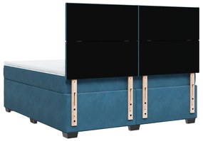 Κρεβάτι Boxspring με Στρώμα Μπλε 180x200 εκ. Βελούδινο - Μπλε