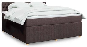 vidaXL Κρεβάτι Boxspring με Στρώμα Σκούρο Καφέ 180x200 εκ Υφασμάτινο