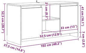 Έπιπλο Τηλεόρασης Αρτισιανή Δρυς 102x37,5x52,5 εκ Επεξεργ. Ξύλο - Καφέ