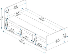 Single Bedstead Akser - Atlantic Pine, Anthracite Atlantic Pine
Anthracite