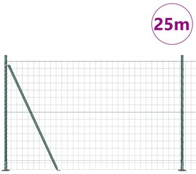 vidaXL Euro Fence με 13 φλαντζοειδείς πόλους 1,2x25 μ από γαλβανισμένο χάλυβα