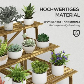 Σκάλα για φυτά Outsunny, ράφι για λουλούδια, 3 βαθμίδες, ξύλο ελάτης, 120 x 80 x 78cm
