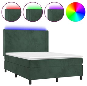 ΚΡΕΒΑΤΙ BOXSPRING ΜΕ ΣΤΡΩΜΑ &amp; LED ΣΚ. ΠΡΑΣΙΝΟ 140X190ΕΚ ΒΕΛΟΥΔΟ 3139442