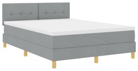vidaXL Κρεβάτι με κουτί ελατηρίων και στρώμα & LED Ανοιχτό γκρι 140x200 εκ. Υφασμάτινο