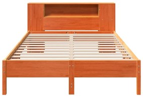Κρεβάτι Βιβλιοθήκη Χωρίς Στρώμα 120x190 εκ Μασίφ Ξύλο Πεύκου - Καφέ