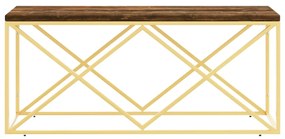 vidaXL Τραπεζάκι Σαλονιού Ανοξείδωτο Ατσάλι & Μασίφ Ανακυκλωμένο Ξύλο