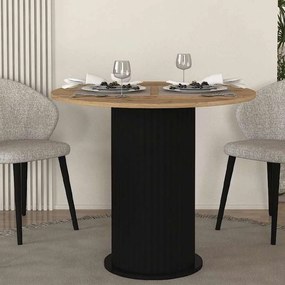 Τραπέζι Bohema Megapap χρώμα μαύρο - sepet oak Ø90x77,7εκ.