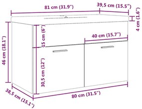 Σετ Επίπλων Μπάνιου 2Τεμαχίων Παλιό Ξύλο από Επεξεργασμένο Ξύλο - Καφέ