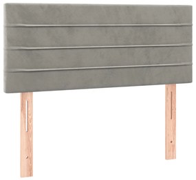 vidaXL Κρεβάτι Boxspring με Στρώμα &amp; LED Αν.Γκρι 90x190 εκ. Βελούδινο
