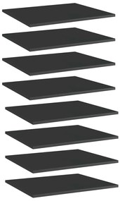 vidaXL Ράφια Βιβλιοθήκης 8 τεμ. Γυαλ. Μαύρο 60x50x1,5 εκ. Επεξ. Ξύλο
