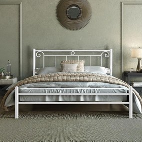 Metallic Bed Valery Fylliana White 130x210x99 (120x200) cm