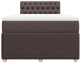 Κρεβάτι Boxspring με Στρώμα Σκούρο Καφέ 120x190 εκ Υφασμάτινο - Καφέ