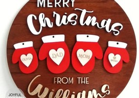 Intra απο ξύλο plywood 3mm-4mm πάχος Χριστουγεννιάτικο οικογενειακό σημάδι για 2-4 μέλη Δίασταση 30x30 cm INTRAFABR-33198573