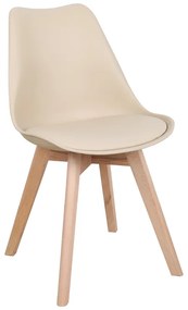 Καρέκλα Gaston pakoworld PP-PU taupe απόχρωση- φυσικό πόδι 44x52x78εκ