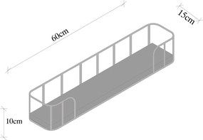 Ράφι Τοίχου Μαύρο / Σκούρα Καρυδιά SYRINGA 60x15x10